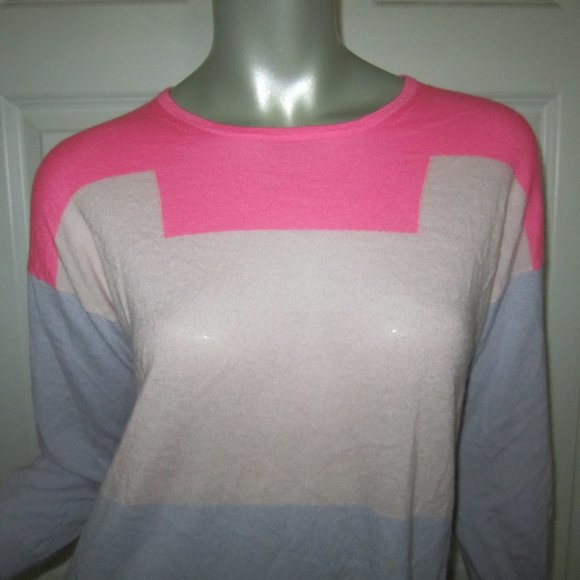 J. CREW Pink Italian Cashmere Colorblock Sweater - Picture 2 of 6